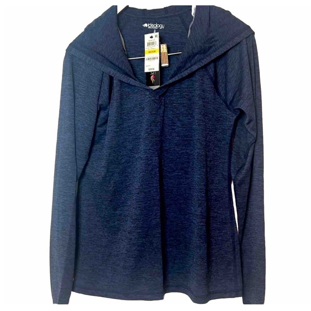 NWT- Ideology Essential Heathered Hooded Navy Serenity Shirt / Blue / Medium